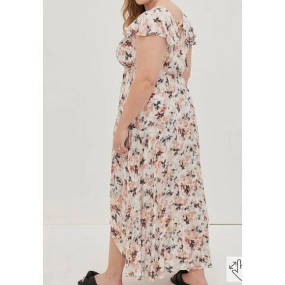 Torrid Gauze Walk-Through Maxi Dress Tie-Back Short Sleeve Floral Print Women 3X - Picture 3 of 10